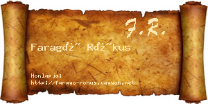 Faragó Rókus névjegykártya